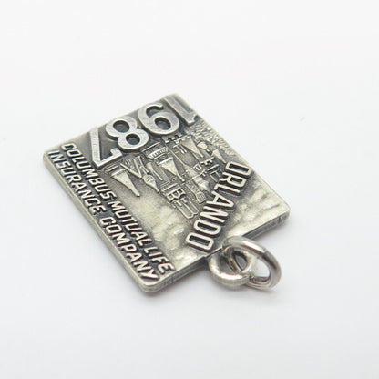 925 Sterling Silver Vintage 1987 Orlando Columbus Mutual Life Insurance Pendant