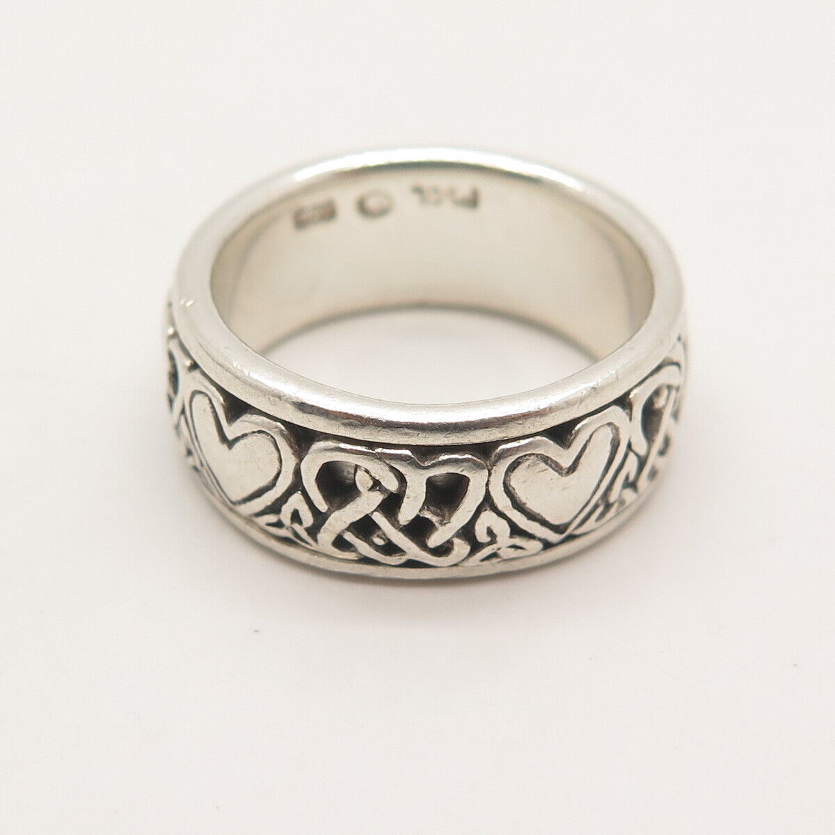 925 Sterling Silver Vintage Peter Stone Celtic Rotating Band Ring Size 6.75