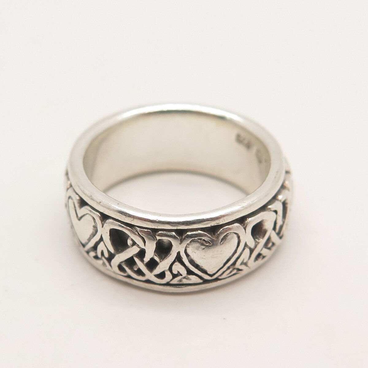 925 Sterling Silver Vintage Peter Stone Celtic Rotating Band Ring Size 6.75