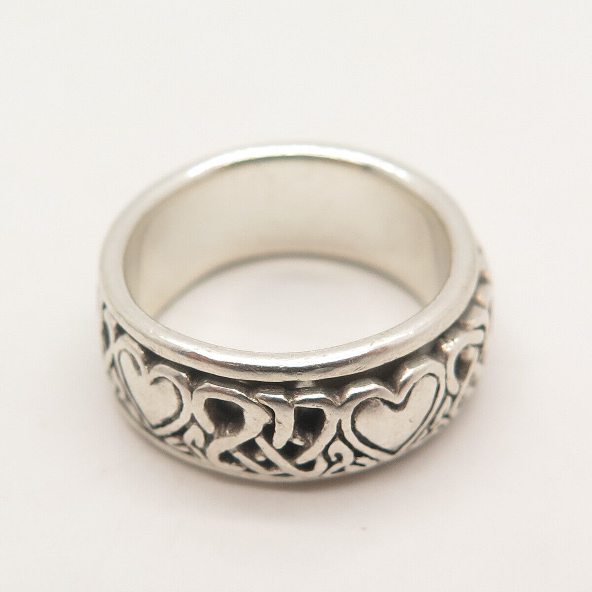 925 Sterling Silver Vintage Peter Stone Celtic Rotating Band Ring Size 6.75