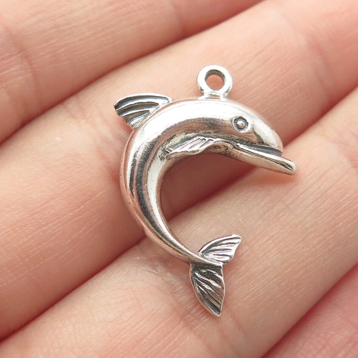 925 Sterling Silver Vintage Friendly Dolphin Pendant