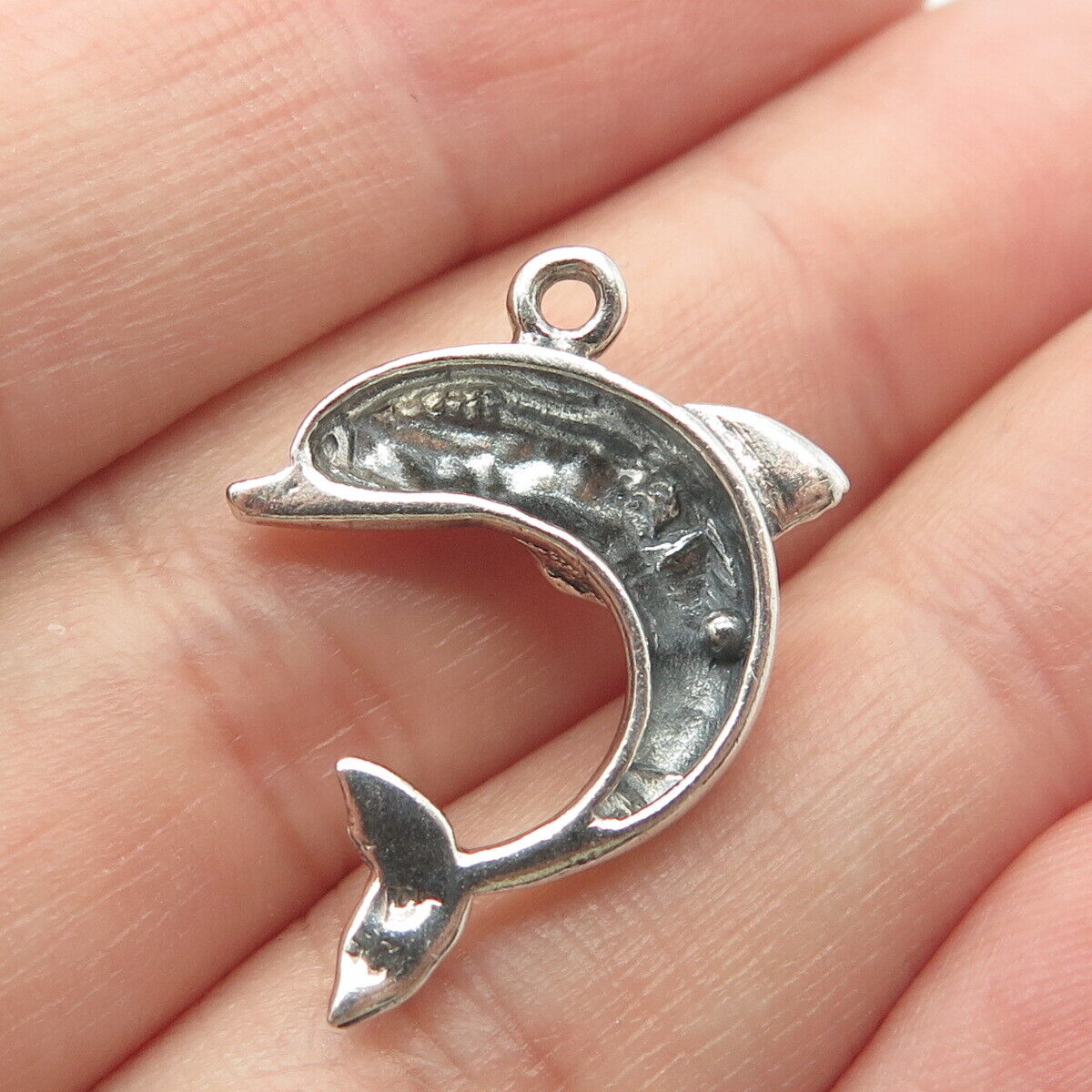 925 Sterling Silver Vintage Friendly Dolphin Pendant