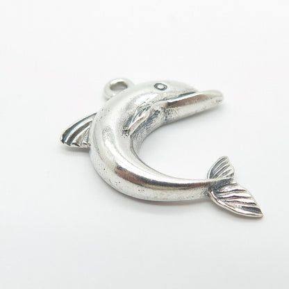 925 Sterling Silver Vintage Friendly Dolphin Pendant