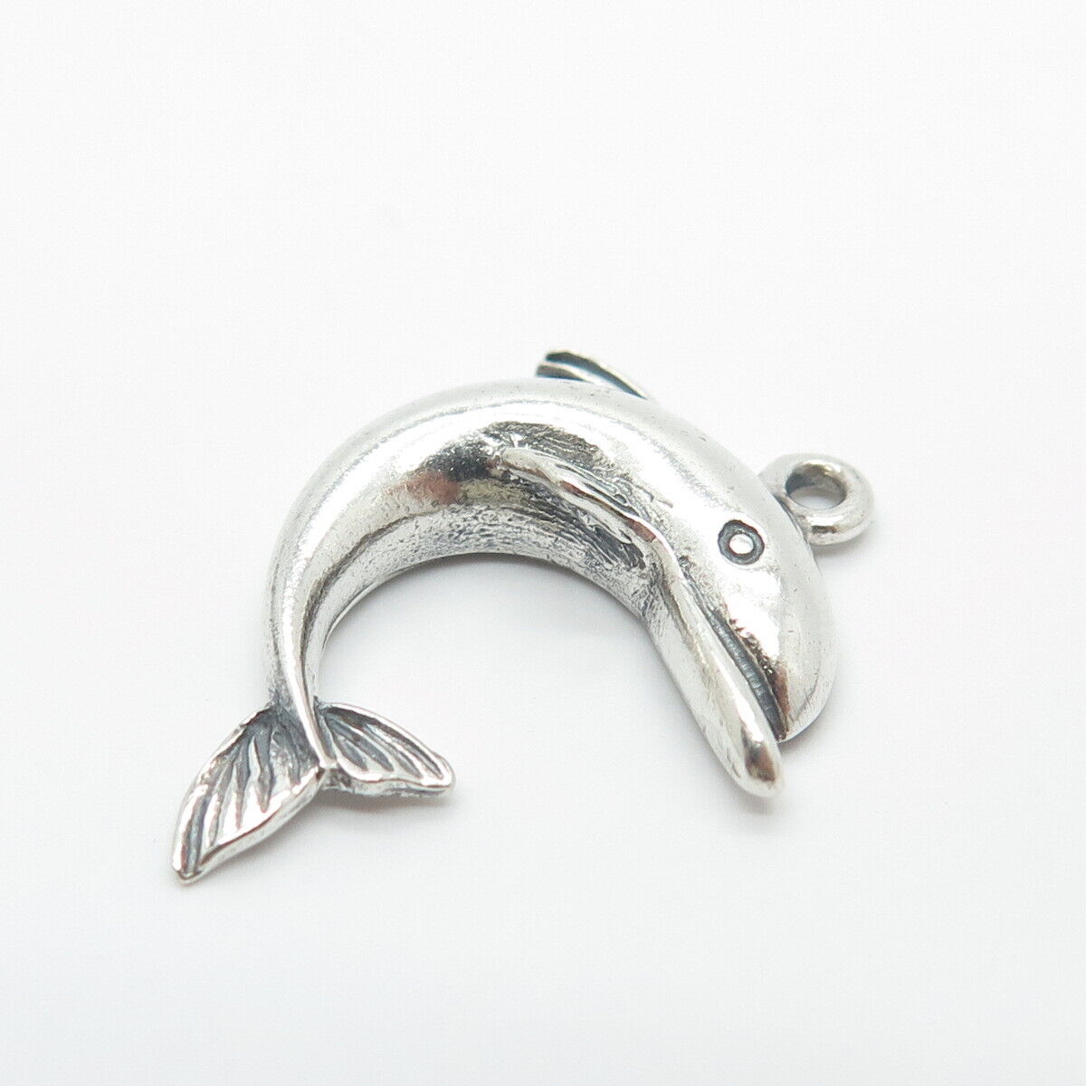 925 Sterling Silver Vintage Friendly Dolphin Pendant