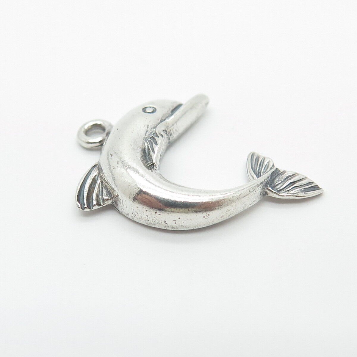 925 Sterling Silver Vintage Friendly Dolphin Pendant