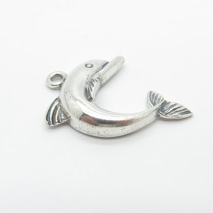 925 Sterling Silver Vintage Friendly Dolphin Pendant