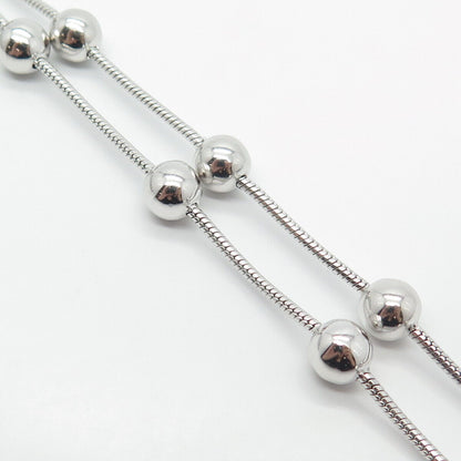 925 Sterling Silver Ball Herringbone Chain Necklace 18"