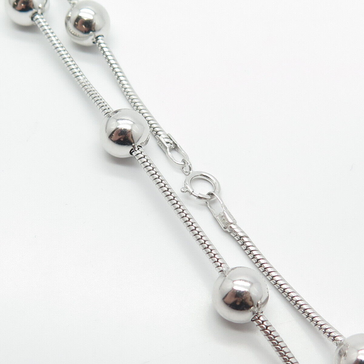 925 Sterling Silver Ball Herringbone Chain Necklace 18"