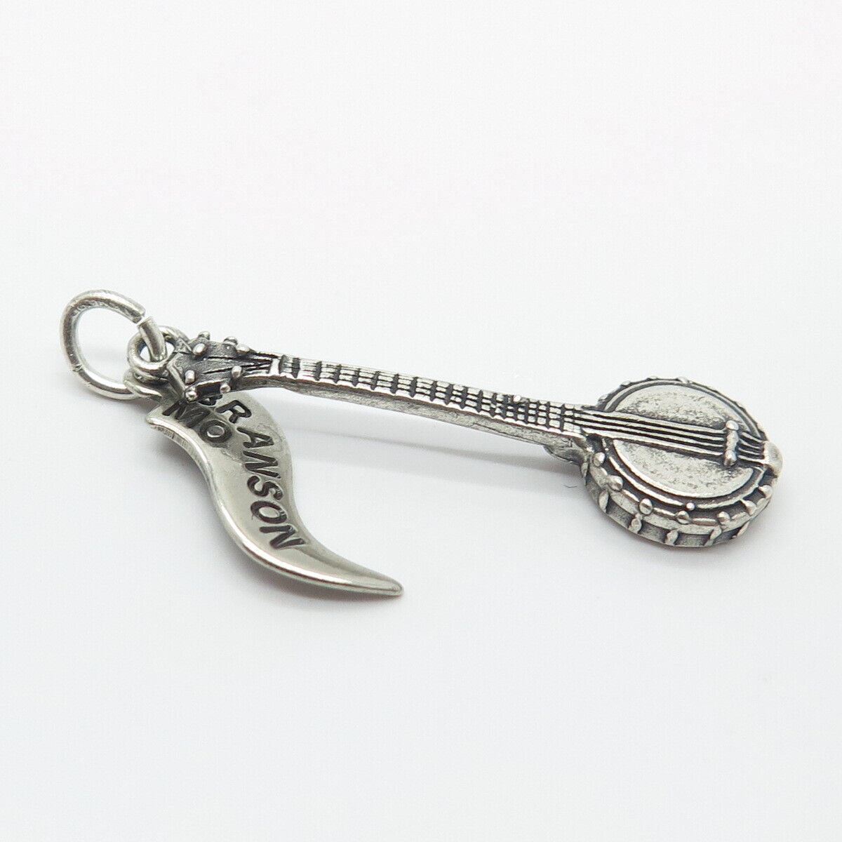 925 Sterling Silver Vintage Banjo-Ukulele Musical Instrument Charm Pendant