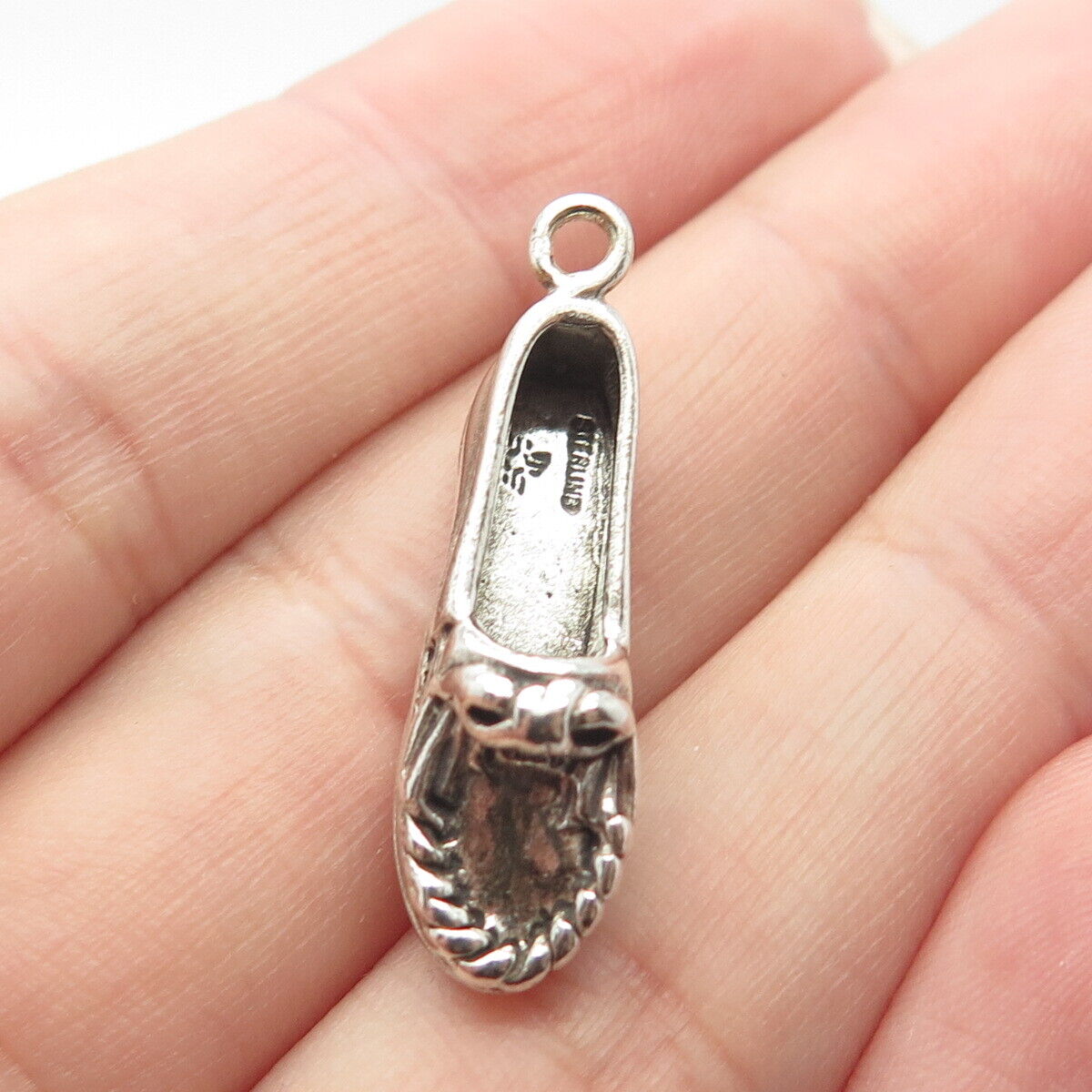 925 Sterling Silver Vintage Sun West Lady's Pump Shoe Charm Pendant