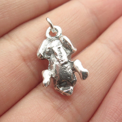 925 Sterling Silver Vintage Frog For Good Luck 3D Charm Pendant