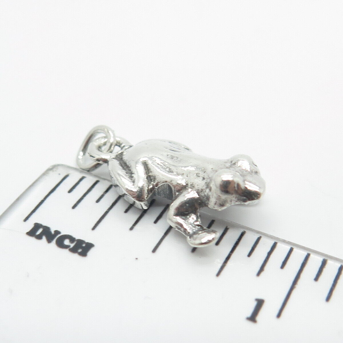 925 Sterling Silver Vintage Frog For Good Luck 3D Charm Pendant