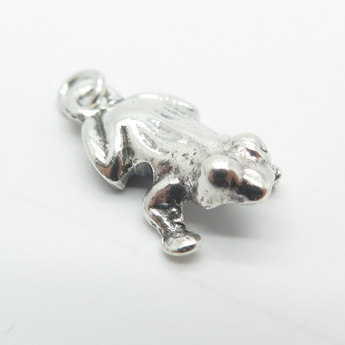 925 Sterling Silver Vintage Frog For Good Luck 3D Charm Pendant