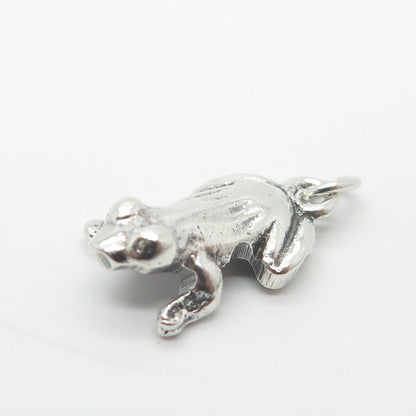 925 Sterling Silver Vintage Frog For Good Luck 3D Charm Pendant