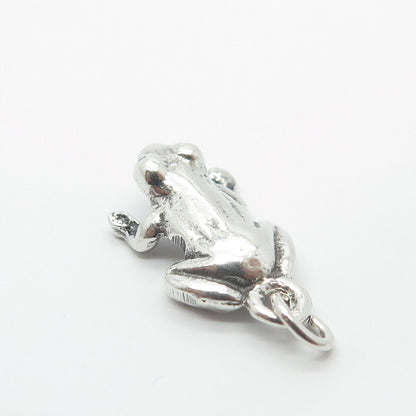 925 Sterling Silver Vintage Frog For Good Luck 3D Charm Pendant