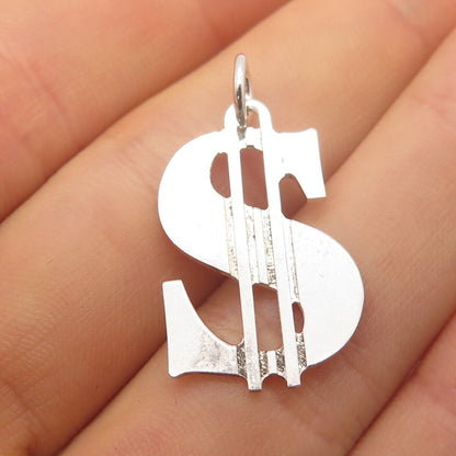 925 Sterling Silver Vintage Dollar Sign Pendant