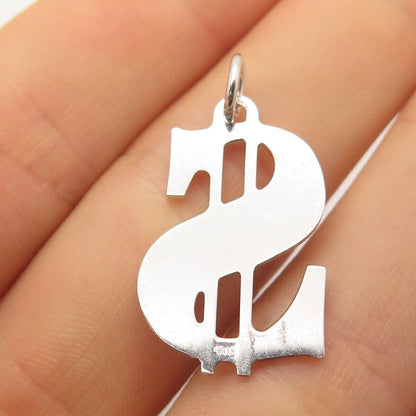 925 Sterling Silver Vintage Dollar Sign Pendant