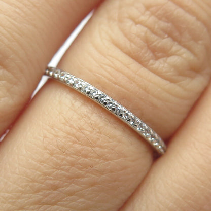 925 Sterling Silver Pave C Z Band Ring Size 6