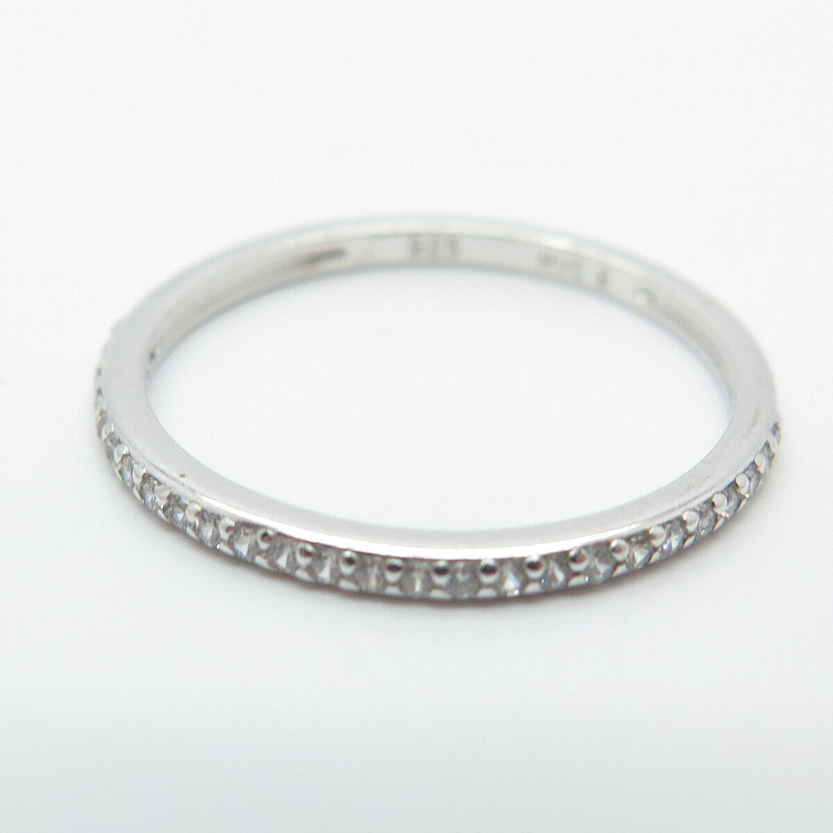 925 Sterling Silver Pave C Z Band Ring Size 6