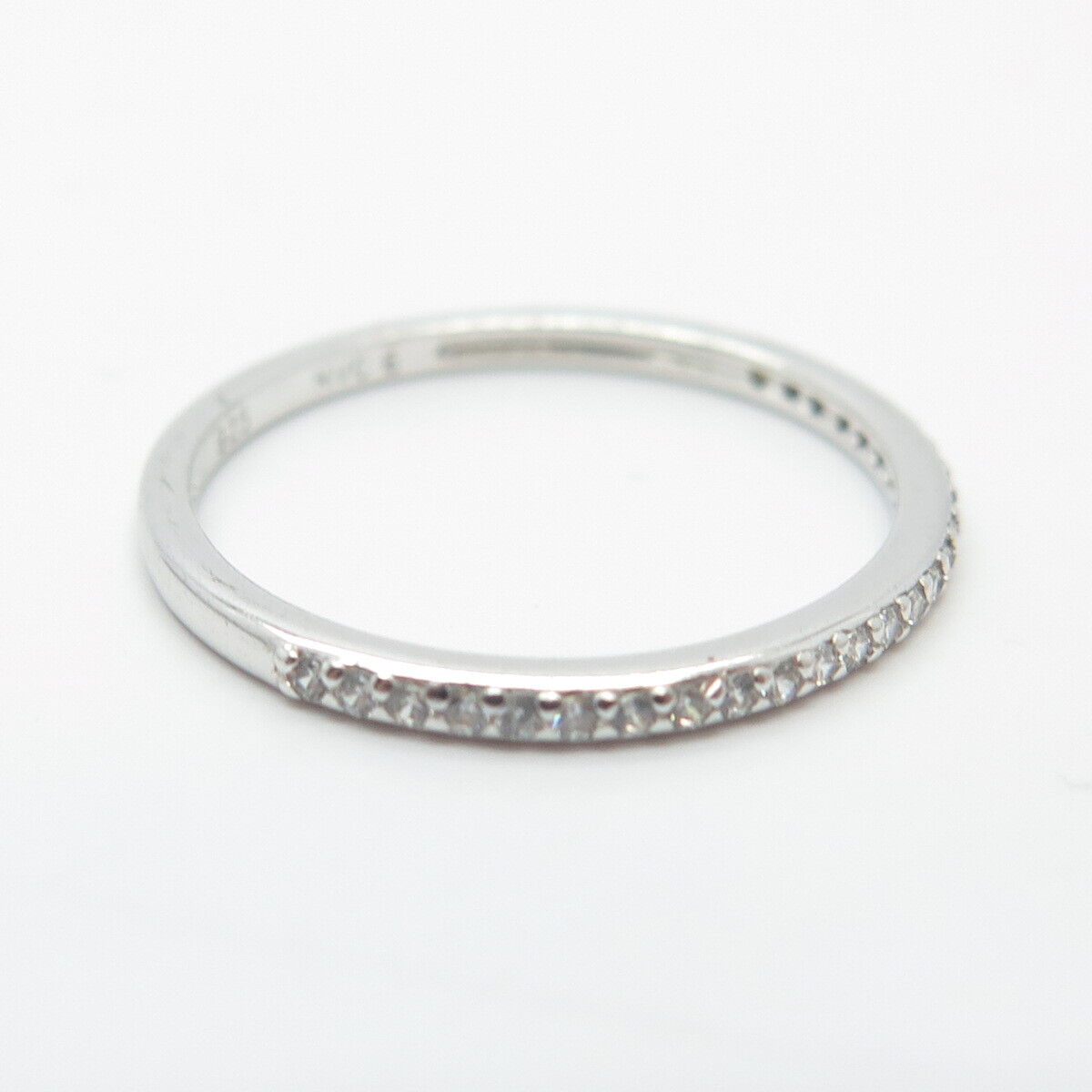 925 Sterling Silver Pave C Z Band Ring Size 6