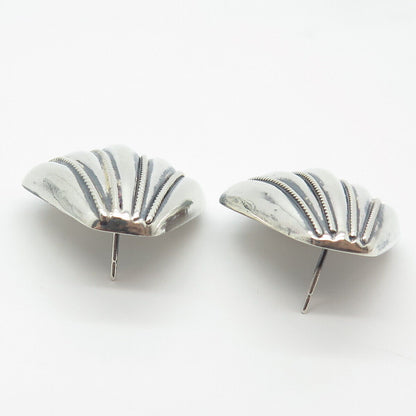 925 Sterling Silver Vintage Ribbed Shell Earrings