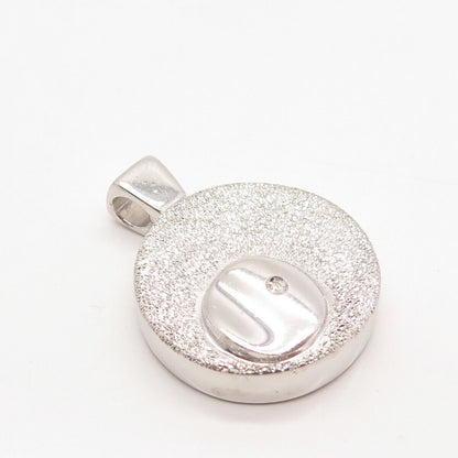 925 Sterling Silver Real Diamond Accent Round Pendant