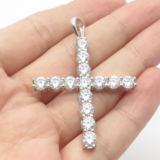 925 Sterling Silver C Z Cross Pendant