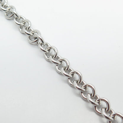 925 Sterling Silver C Z Lock & Key Rolo Link Bracelet 6.75"