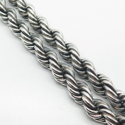 925 Sterling Silver Vintage Twisted Rope Chain Necklace 16"