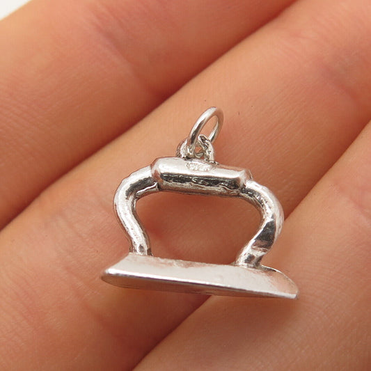 925 Sterling Silver Vintage Iron 3D Charm Pendant