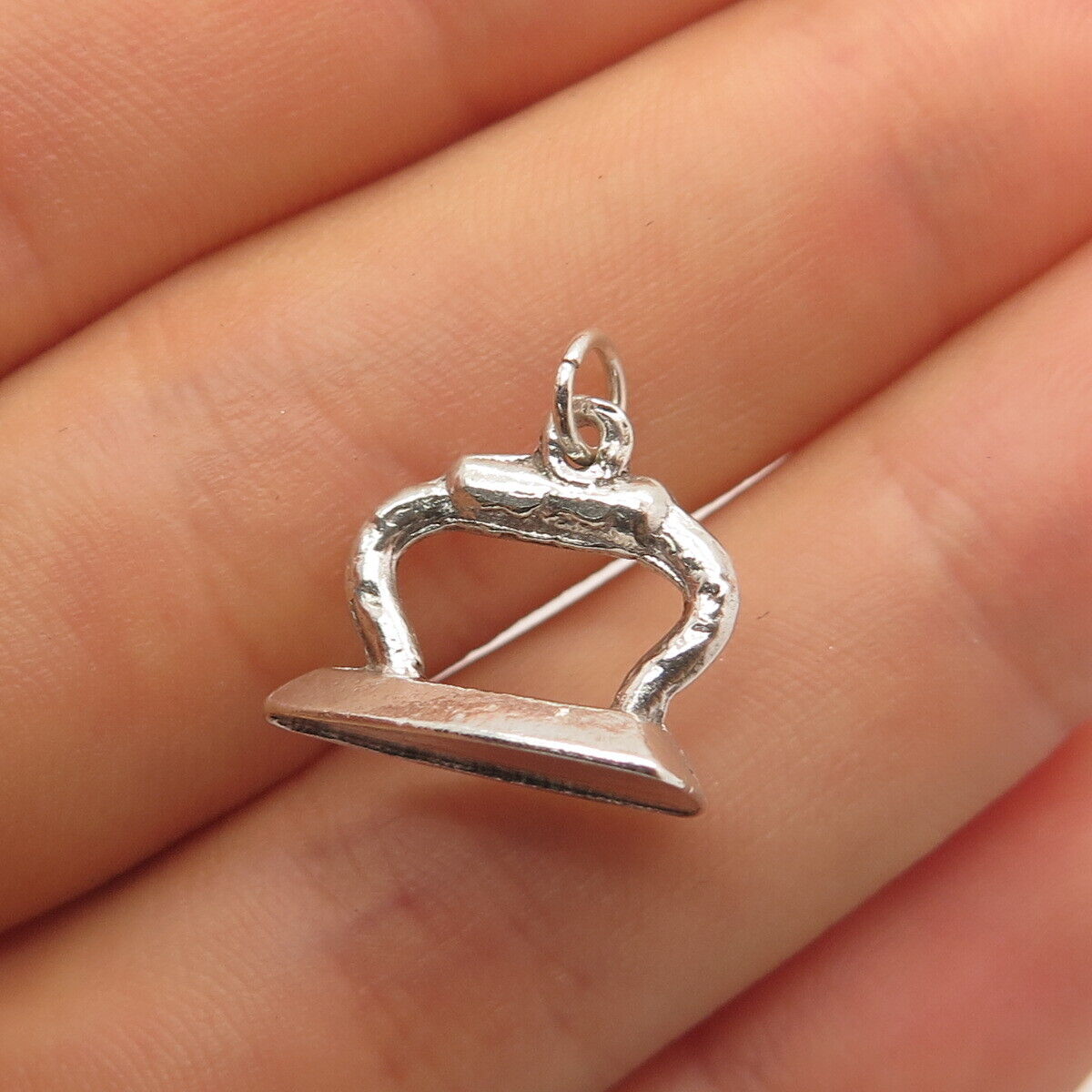 925 Sterling Silver Vintage Iron 3D Charm Pendant