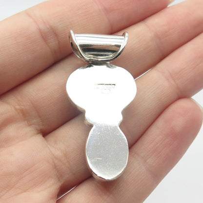 925 Sterling Silver Vintage Mexico Blue Glass Pendant