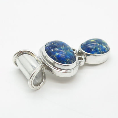 925 Sterling Silver Vintage Mexico Blue Glass Pendant