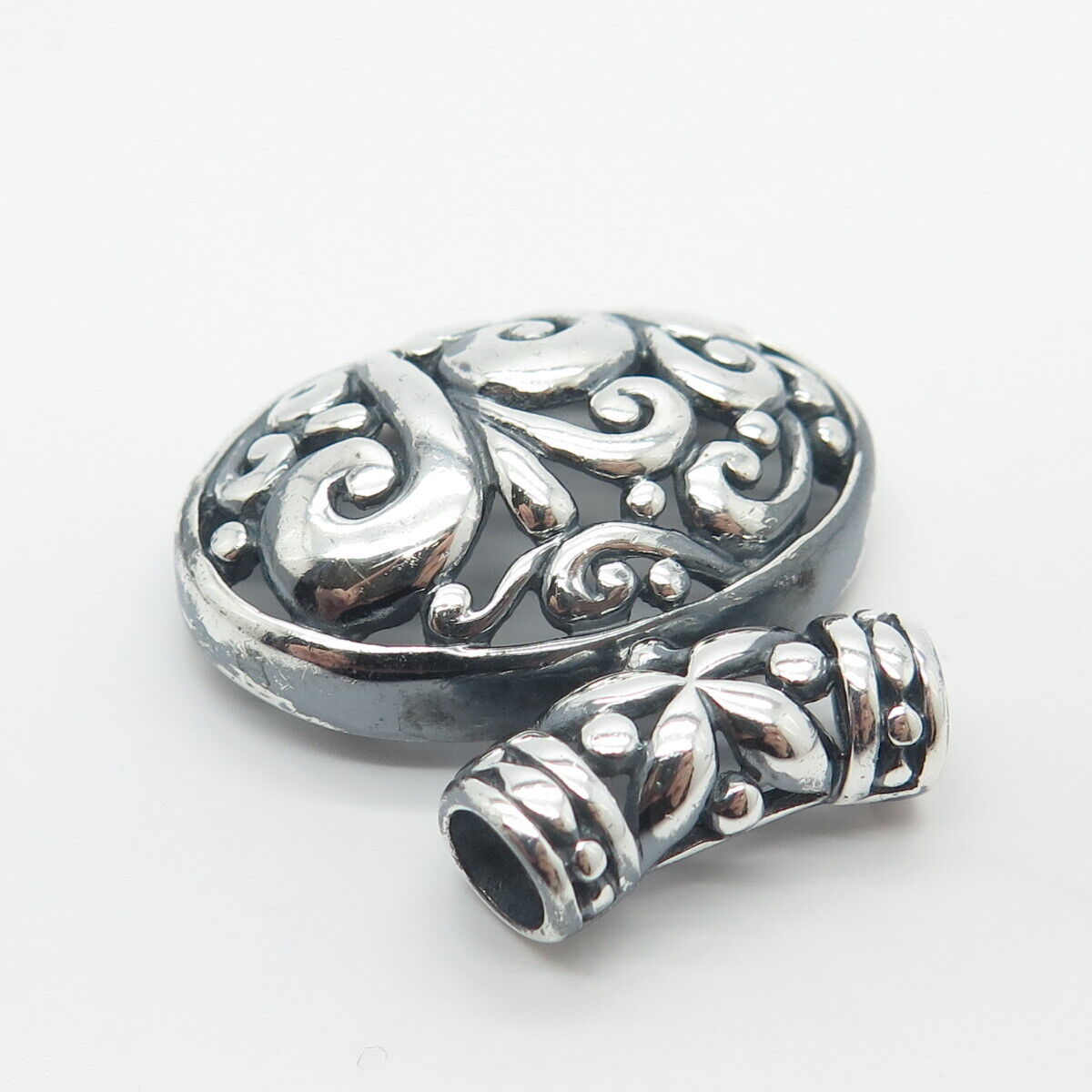 925 Sterling Silver Vintage Ornate Slide Pendant