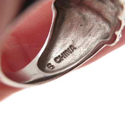 Ross Simons 925 Sterling Silver Real Round-Cut Diamond Ribbed Ring Size 6.25