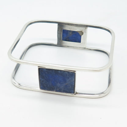 925 Sterling Silver Vintage Mexico Taxco REMY Sodalite Gem Bangle Bracelet 7.5"