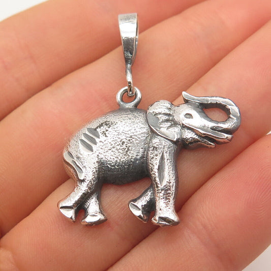 925 Sterling Silver Vintage Elephant For Good Luck Pendant