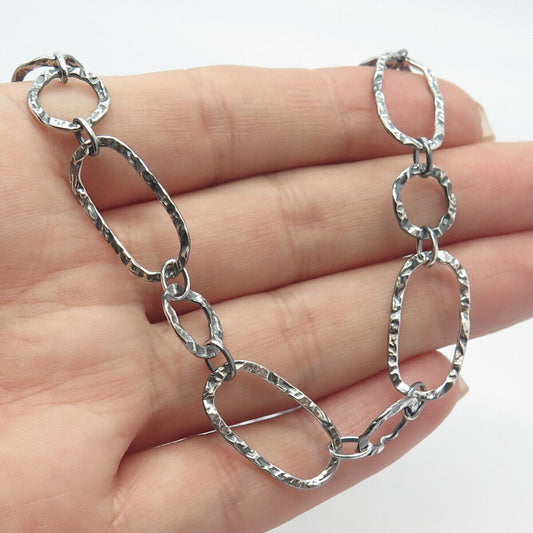 925 Sterling Silver Vintage Nugget Oval Rolo Chain Necklace 44"