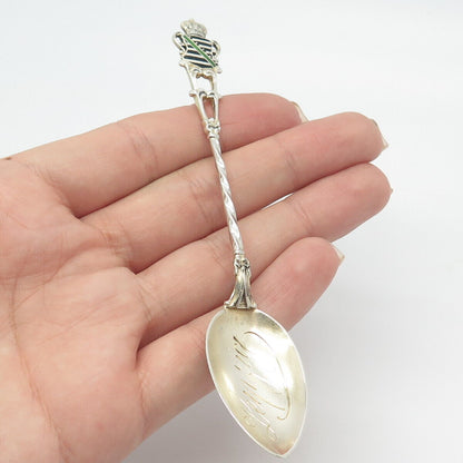 800 Silver Antique Colorful Enamel "Leipzig" Coat of Arms Spoon