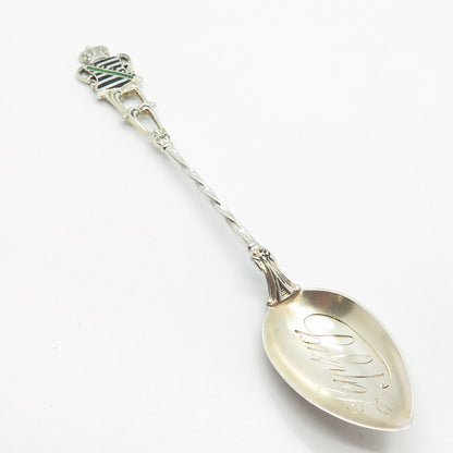 800 Silver Antique Colorful Enamel "Leipzig" Coat of Arms Spoon