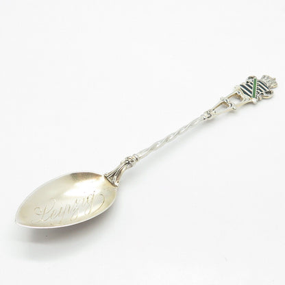 800 Silver Antique Colorful Enamel "Leipzig" Coat of Arms Spoon