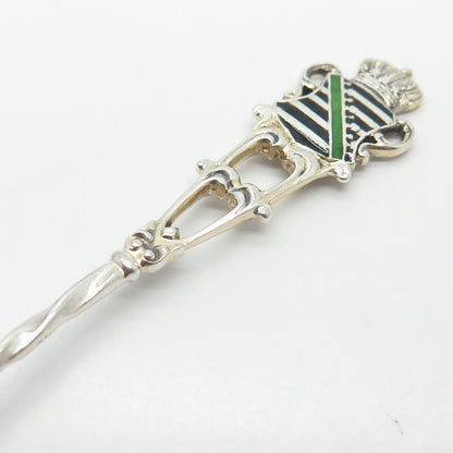 800 Silver Antique Colorful Enamel "Leipzig" Coat of Arms Spoon