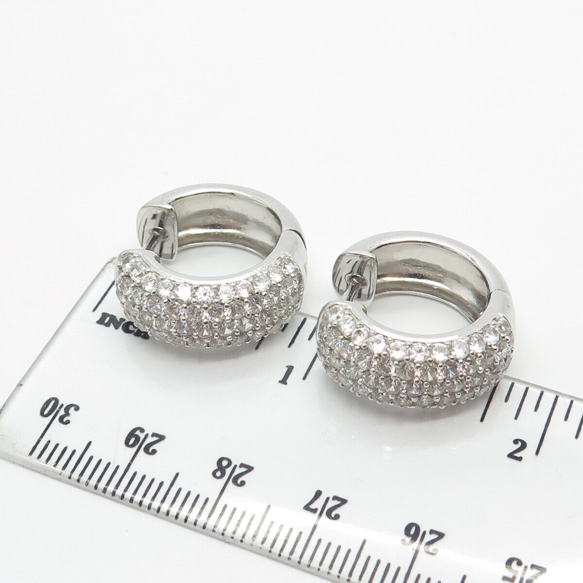925 Sterling Silver KJC Real Topaz Gemstone Round Huggie Earrings
