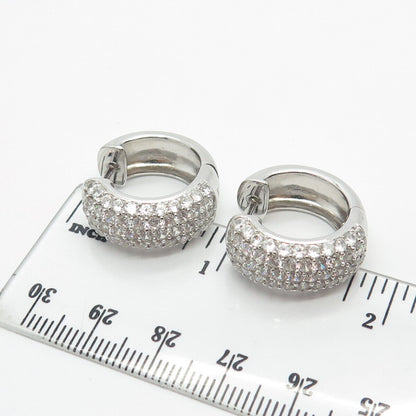 925 Sterling Silver KJC Real Topaz Gemstone Round Huggie Earrings