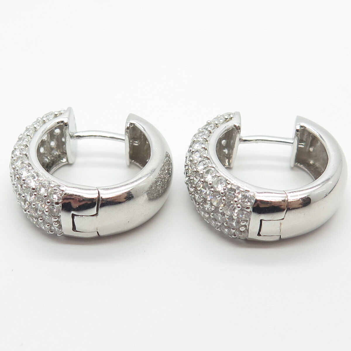 925 Sterling Silver KJC Real Topaz Gemstone Round Huggie Earrings