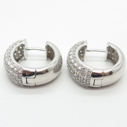 925 Sterling Silver KJC Real Topaz Gemstone Round Huggie Earrings