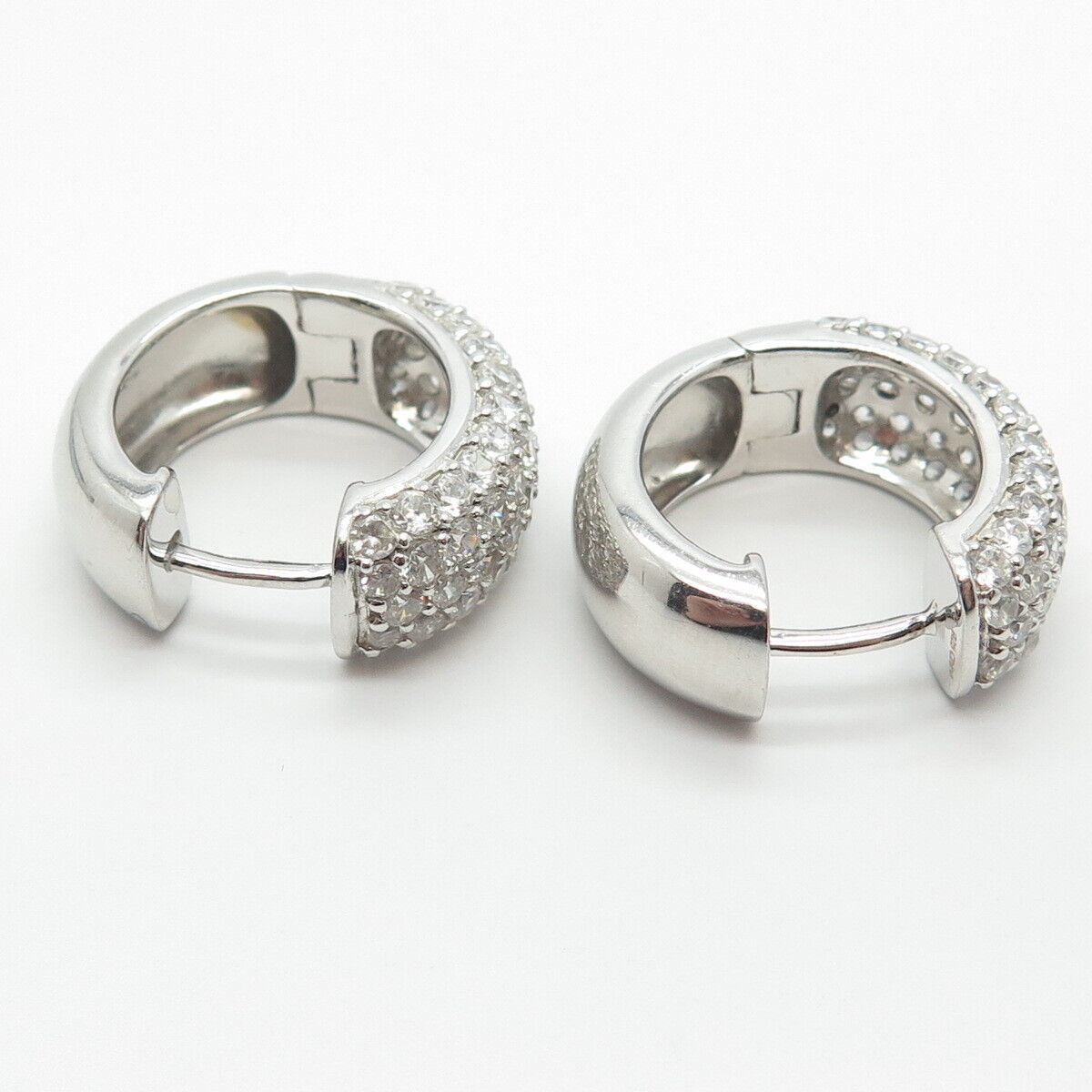 925 Sterling Silver KJC Real Topaz Gemstone Round Huggie Earrings