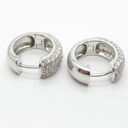 925 Sterling Silver KJC Real Topaz Gemstone Round Huggie Earrings