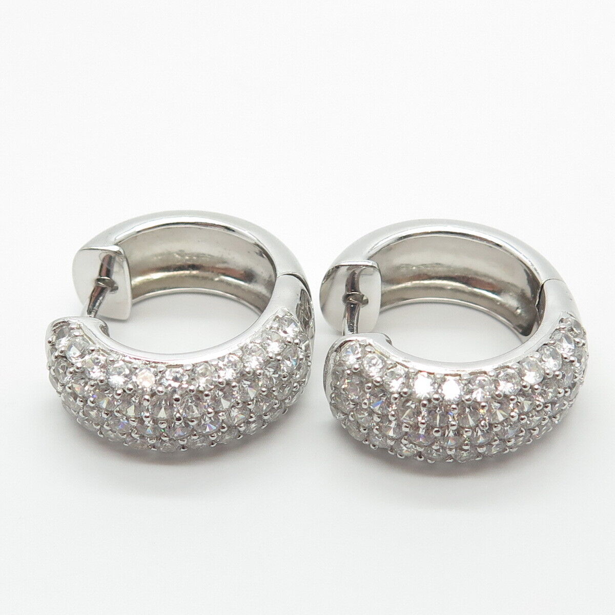 925 Sterling Silver KJC Real Topaz Gemstone Round Huggie Earrings