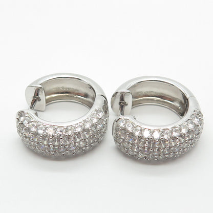 925 Sterling Silver KJC Real Topaz Gemstone Round Huggie Earrings